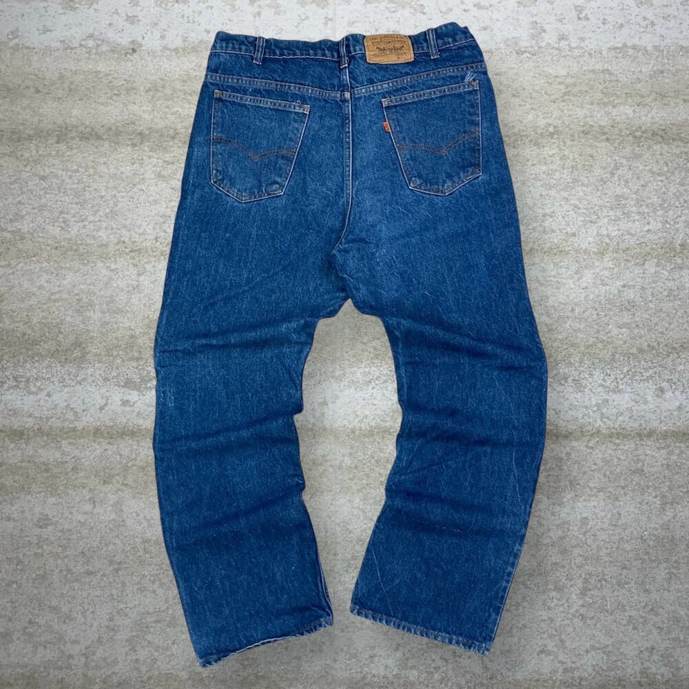 Vintage 90s Levis Jeans 517 40x30 Bootcut Flared Fit Dark Wash Orange Tab